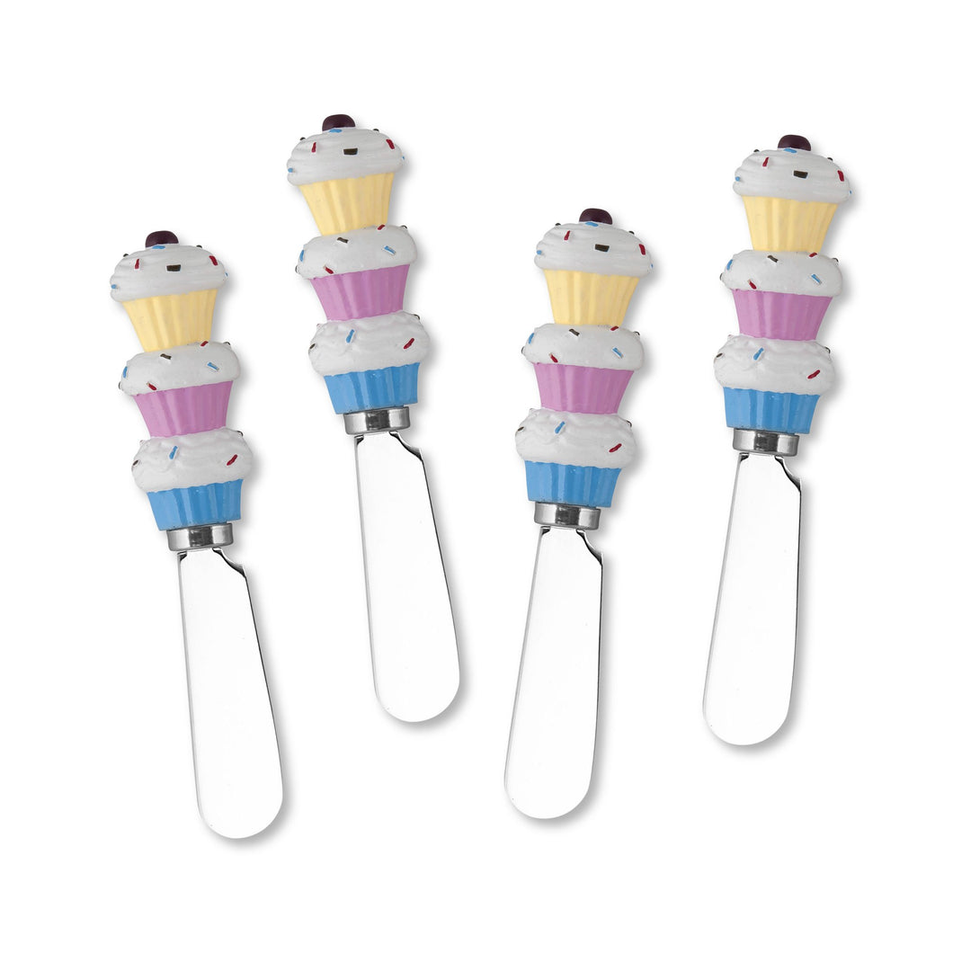 Mr. Spreader 4-Piece Cupcakes Resin Cheese Spreader