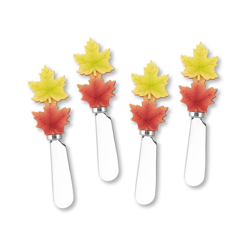 Mr. Spreader 4-Piece Maple Leaves Resin Cheese Spreader
