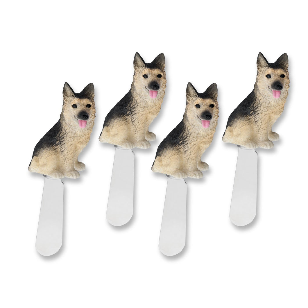 Mr. Spreader 4-Piece German Shepherd Dog Resin Cheese Spreader