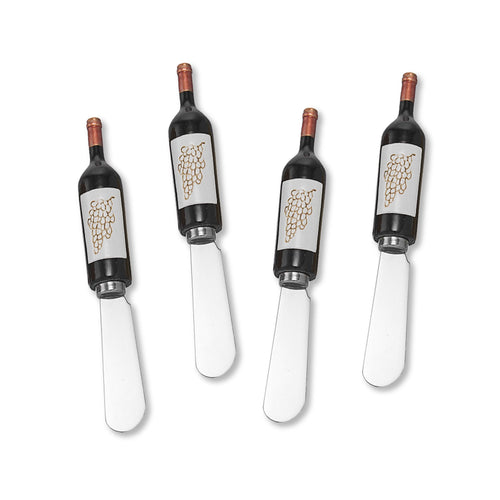 Mr. Spreader 4-Piece Red Wine Bottle Resin Cheese Spreader