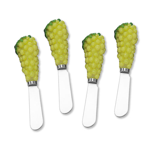 Mr. Spreader 4-Piece Green Grapes Resin Cheese Spreader