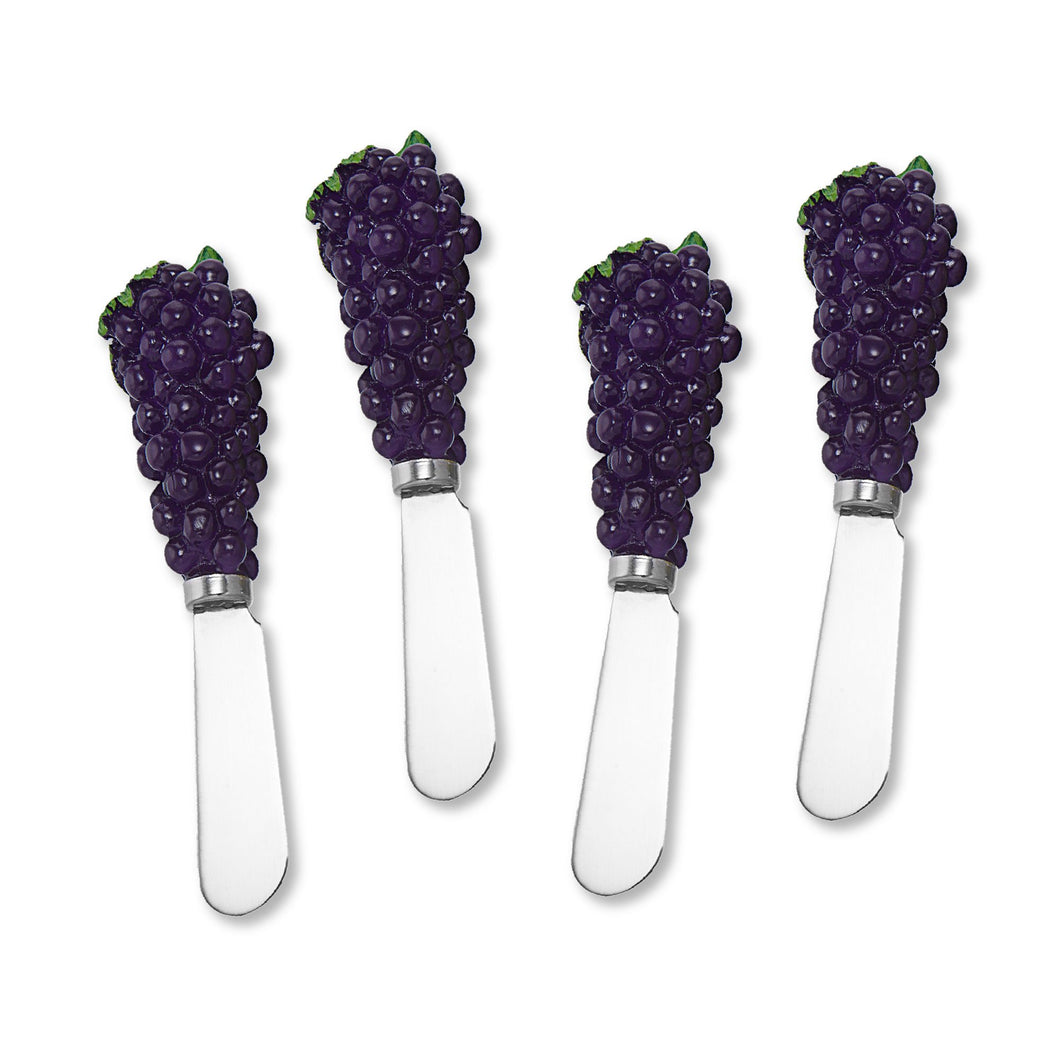 Mr. Spreader 4-Piece Purple Grapes Resin Cheese Spreader