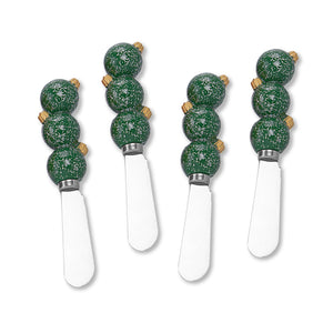 Mr. Spreader 4-Piece Green Ornaments Resin Cheese Spreader