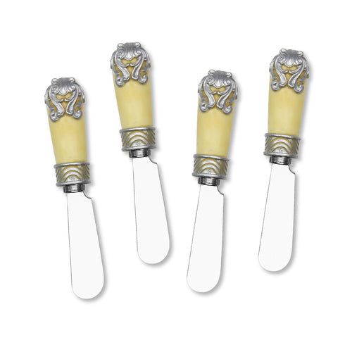 Mr. Spreader 4-Piece Ivory Resin Cheese Spreader, Baroque