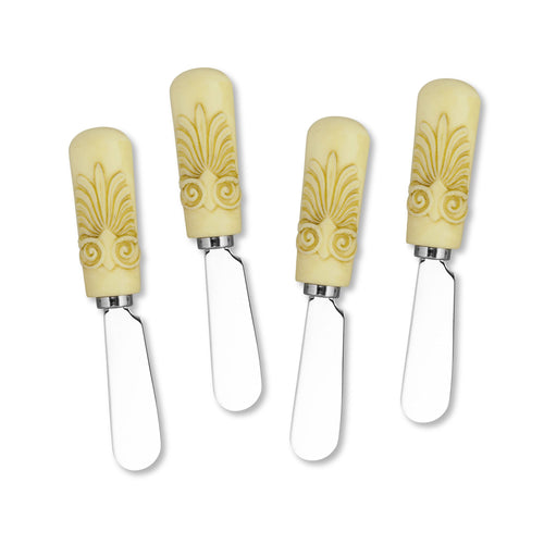 Mr. Spreader 4-Piece Ivory Resin Cheese Spreader, Anthemion
