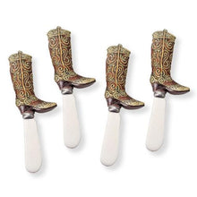 Load image into Gallery viewer, Mr. Spreader 4-Piece Cowboy Boots Resin Cheese Spreader