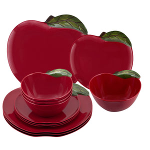 Gourmet Art 12-Piece Apple Melamine Dinnerware Set