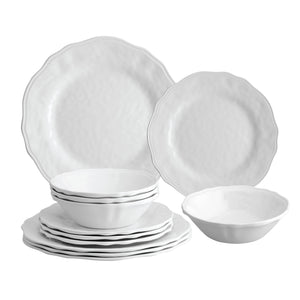 Gourmet Art 12-Piece Dimple Melamine Dinnerware Set
