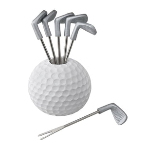Gourmet Art 6-Piece Golf Resin Cocktail Pick with Holder