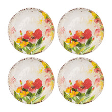Load image into Gallery viewer, Gourmet Art 4-Piece Tropical Hibiscus Melamine 6&quot; Plate