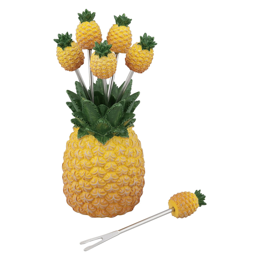 Gourmet Art 6-Piece Pineapple Cocktail Pick with Holder