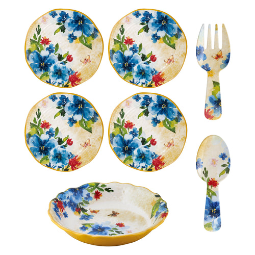 Gourmet Art 7-Piece Butterfly Melamine Salad Serving