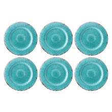 Load image into Gallery viewer, Gourmet Art 6-Piece Crackle Melamine 11&quot; Plate, Turquoise