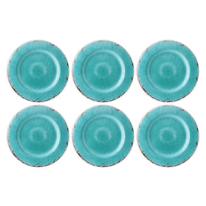 Gourmet Art 6-Piece Crackle Melamine 11" Plate, Turquoise