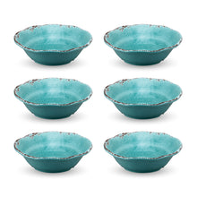 Load image into Gallery viewer, Gourmet Art 6-Piece Crackle Melamine 7&quot; Bowl, Turquoise