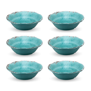 Gourmet Art 6-Piece Crackle Melamine 7" Bowl, Turquoise