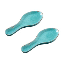 Load image into Gallery viewer, Gourmet Art 2-Piece Crackle Melamine Spoon rest, Turquoise