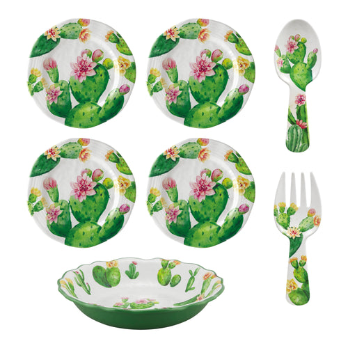Gourmet Art 7-Piece Cactus Melamine Salad Serving