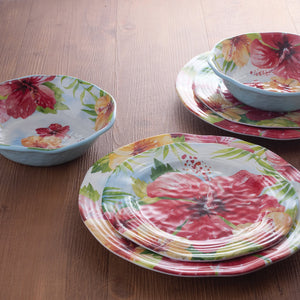 Gourmet Art 12-Piece Hibiscus Melamine Dinnerware Set