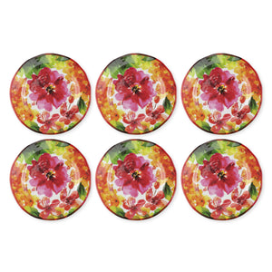 Gourmet Art 6-Piece Pink Floral Melamine 9" Plate