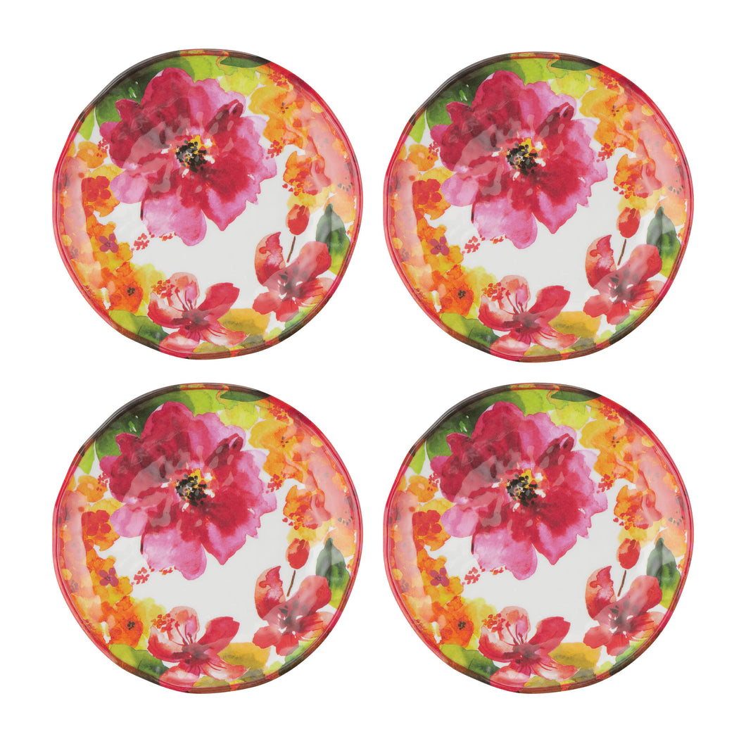 Gourmet Art 4-Piece Pink Floral Melamine 6