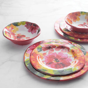 Gourmet Art 12-Piece Pink Floral Melamine Dinnerware Set
