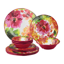 Load image into Gallery viewer, Gourmet Art 12-Piece Pink Floral Melamine Dinnerware Set