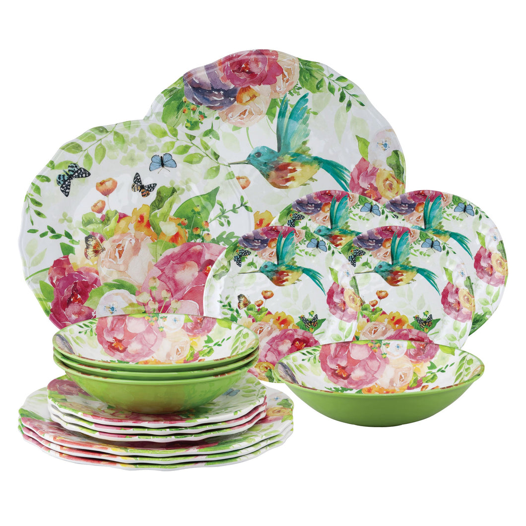 Gourmet Art 16-Piece Rose Garden Melamine Dinnerware Set