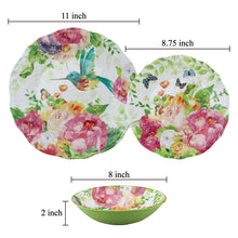 Load image into Gallery viewer, Gourmet Art 12-Piece Rose Garden Melamine Dinnerware Set