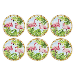 Gourmet Art 6-Piece Bamboo Flamingo Melamine 11" Plate