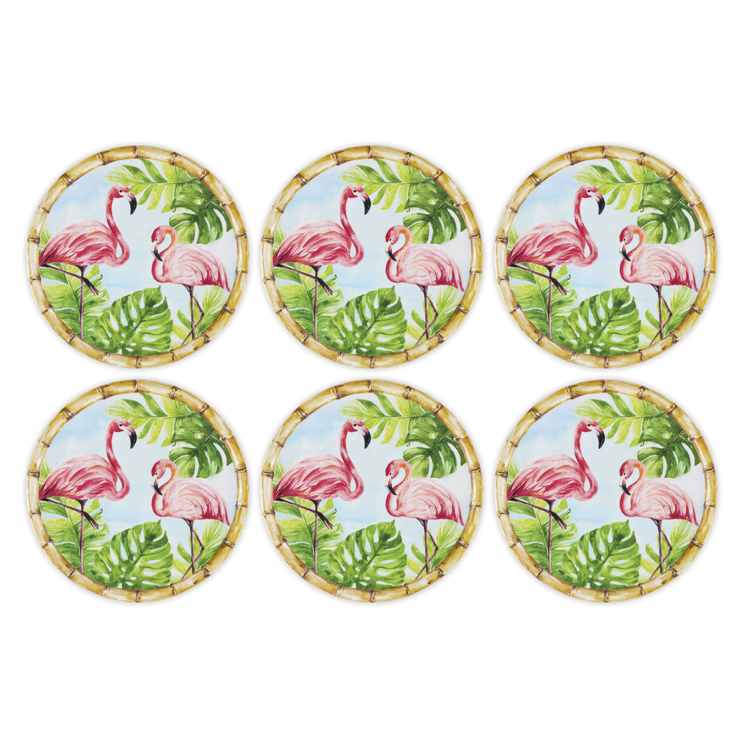 Gourmet Art 6-Piece Bamboo Flamingo Melamine 11