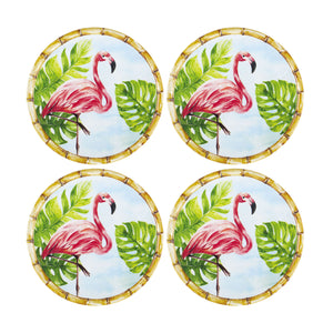 Gourmet Art 4-Piece Bamboo Flamingo Melamine 6" Plate