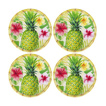 Load image into Gallery viewer, Gourmet Art 4-Piece Bamboo Pineapple Melamine 6&quot; Plate