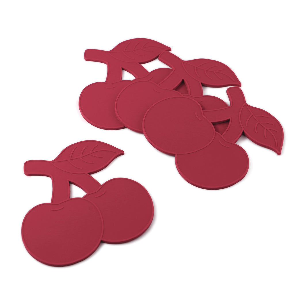 Gourmet Art 4-Piece Cherry Silicone Coaster