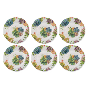 Gourmet Art 6-Piece Succulents Melamine 11" Plate