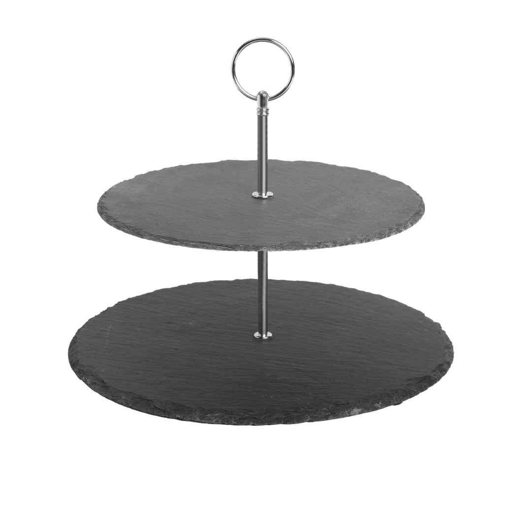Gourmet Art 2-Tier Natural Slate Cake Stand