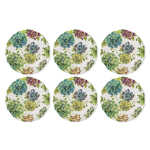 Gourmet Art 6-Piece Succulents Melamine 8 34" Plate