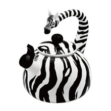Load image into Gallery viewer, Gourmet Art Zebra Enamel-on-Steel Whistling Kettle