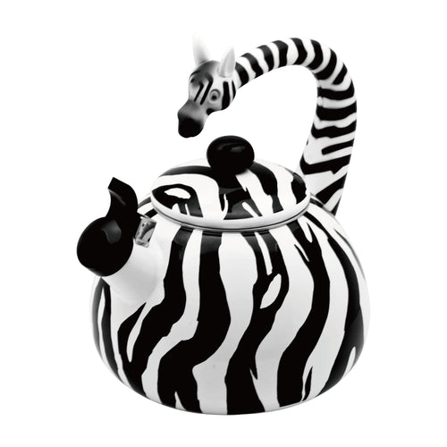 Gourmet Art Zebra Enamel-on-Steel Whistling Kettle