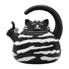 Load image into Gallery viewer, Gourmet Art Black Cat Enamel-on-Steel Whistling Kettle
