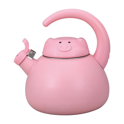 Gourmet Art Pink Pig Enamel-on-Steel Whistling Kettle