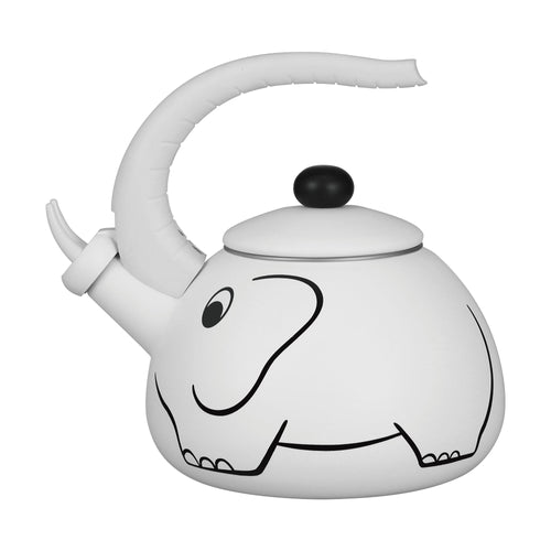 Gourmet Art White Elephant Enamel-on-Steel Whistling Kettle