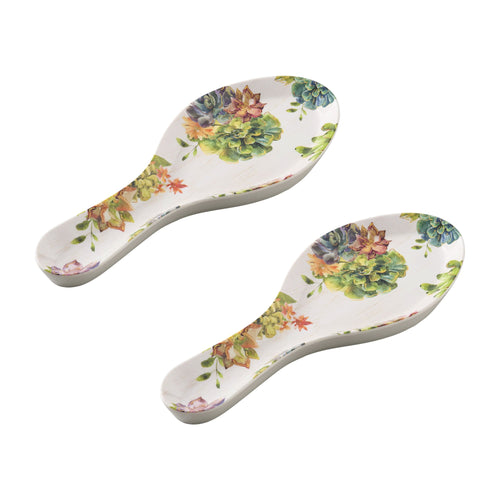 Gourmet Art 2-Piece Succulents Melamine Spoon Rest
