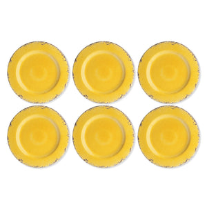 Gourmet Art 6-Piece Crackle Melamine 11" Plate, Yellow