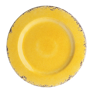 Gourmet Art 6-Piece Crackle Melamine 11" Plate, Yellow