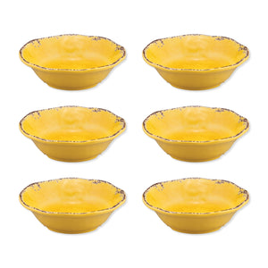 Gourmet Art 6-Piece Crackle Melamine 7" Bowl, Yellow