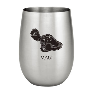 Supreme Stainless Steel Maui Island Map 20 oz. Stemless Wine Glass
