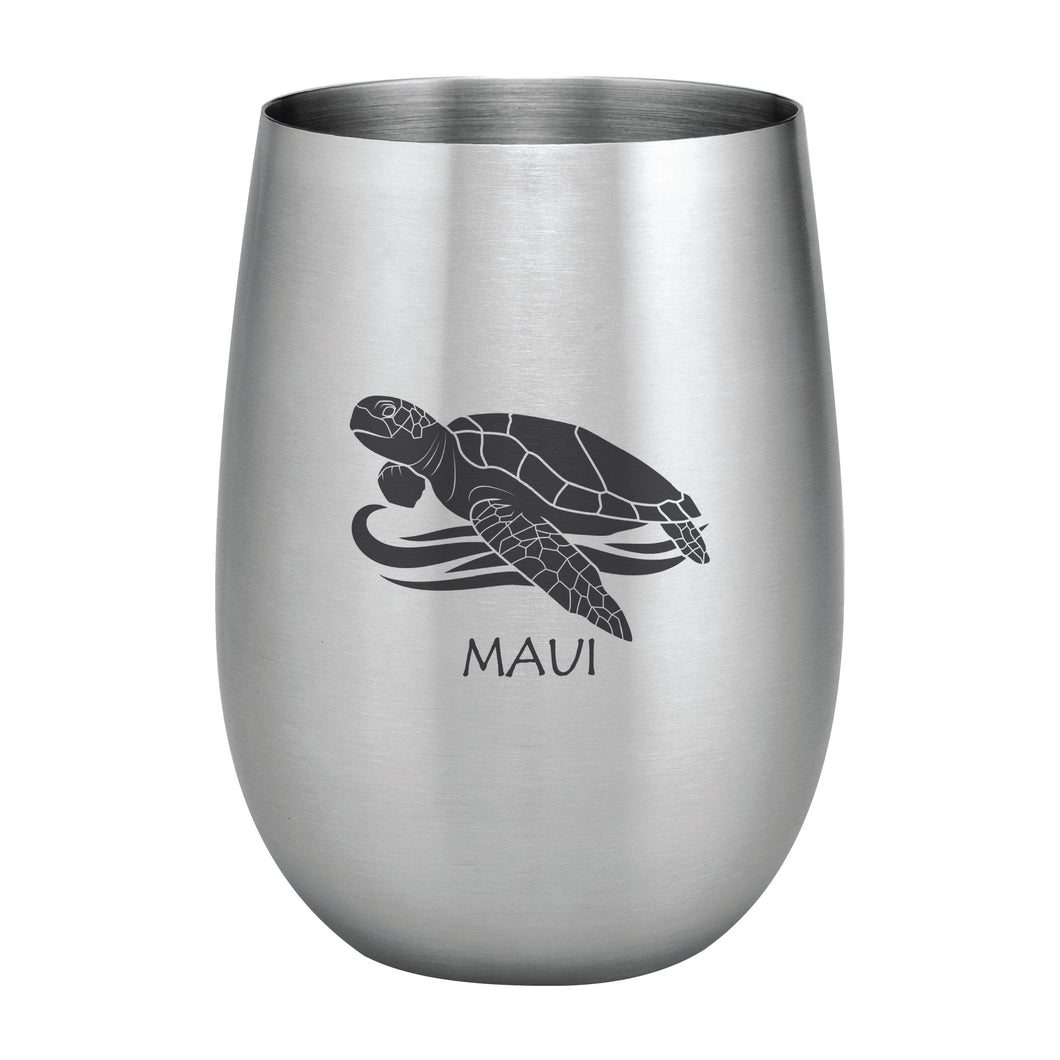 Supreme Stainless Steel Maui Honu Sea Turtle 20 oz. Stemless Wine Glass