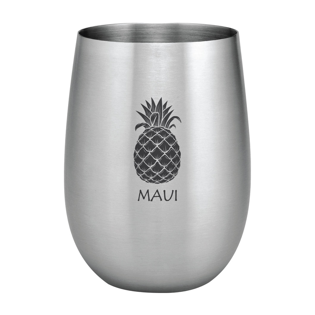 Supreme Stainless Steel Maui Pineapple 20 oz. Stemless Wine Glass