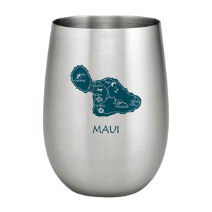 Supreme Stainless Steel Maui Island 20 oz. Stemless Wine Glass, Blue